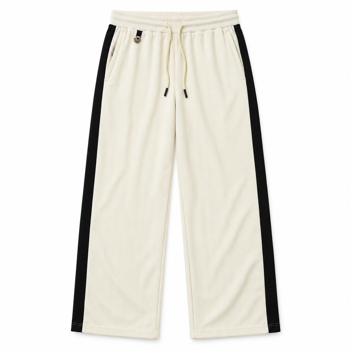Textured Wide-Leg Track Pantt – Off white