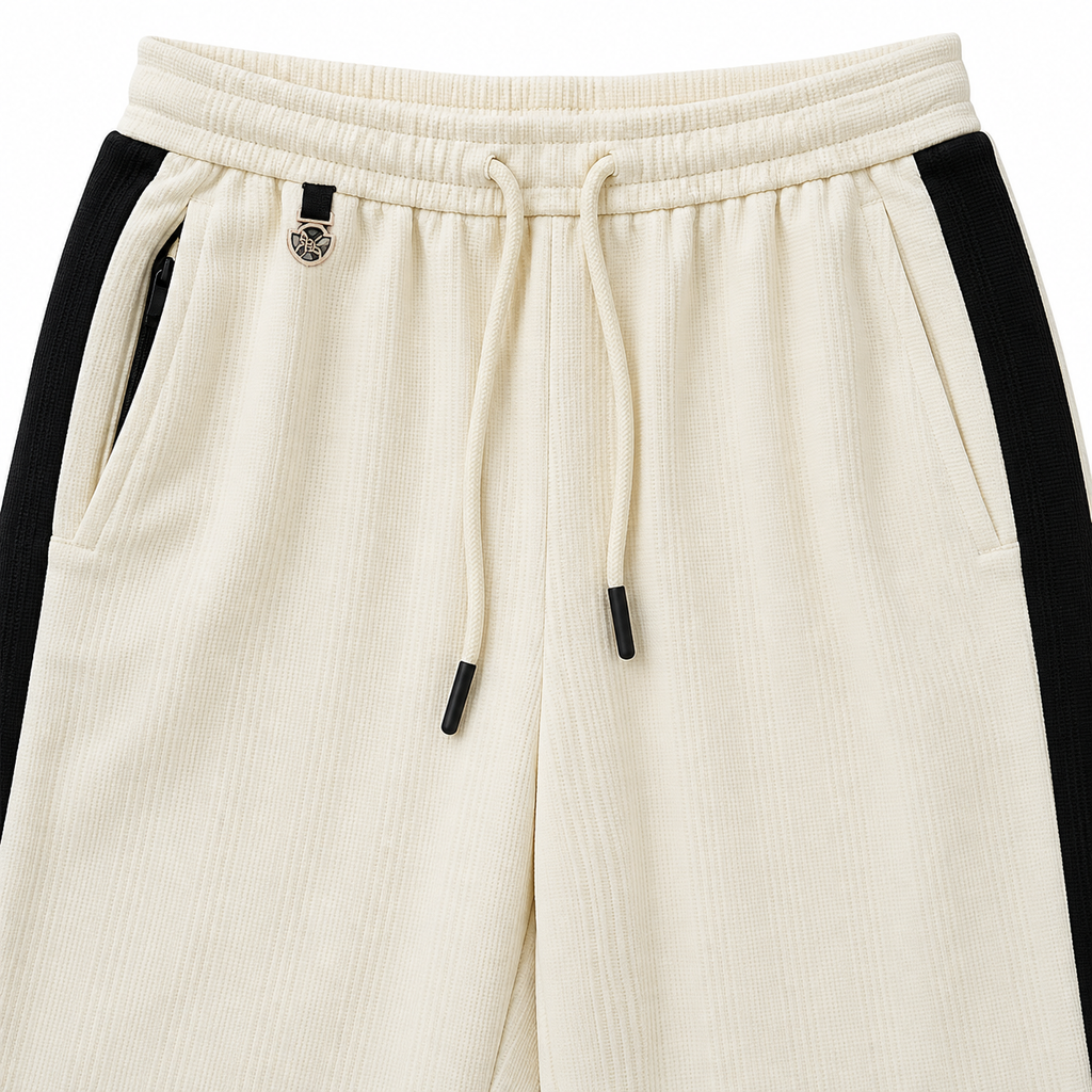Textured Wide-Leg Track Pantt – Off white