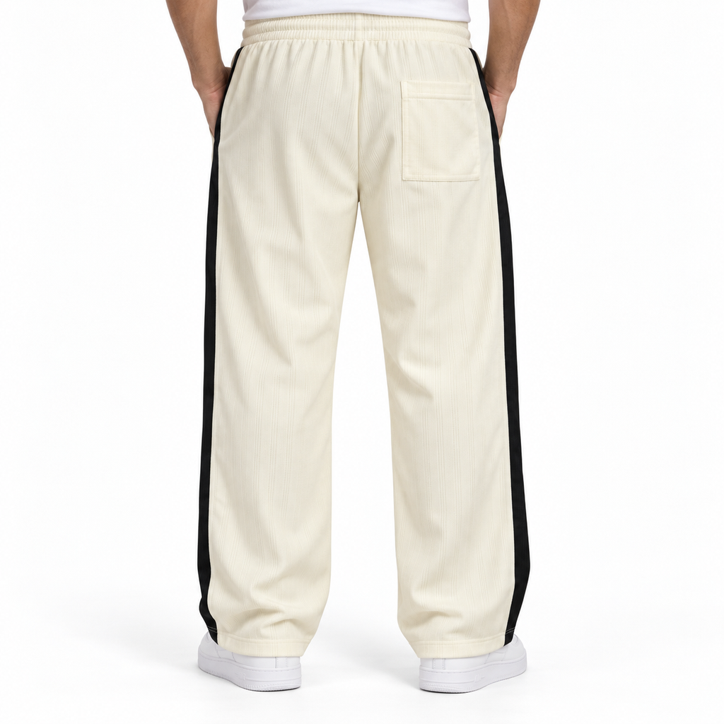 Textured Wide-Leg Track Pantt – Off white