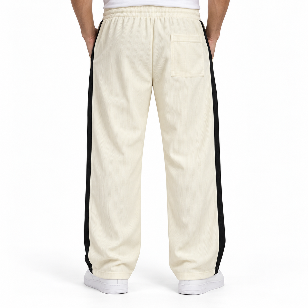 Textured Wide-Leg Track Pantt – Off white