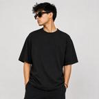 Unisex Embossed Logo Crew Neck T-Shirt - Jet Black