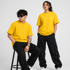 Unisex Embossed Logo Crew Neck T-Shirt - Mustard Yellow