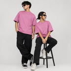 Unisex Embossed Logo Crew Neck T-Shirt - Muted Pink