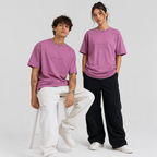 Unisex Embossed Logo Crew Neck T-Shirt - Muted Pink