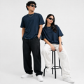 Unisex Embossed Logo Crew Neck T-Shirt - Dark Navy