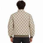 Beige & Brown GG Monogram Jacquard Knit Zip-Up Jacket