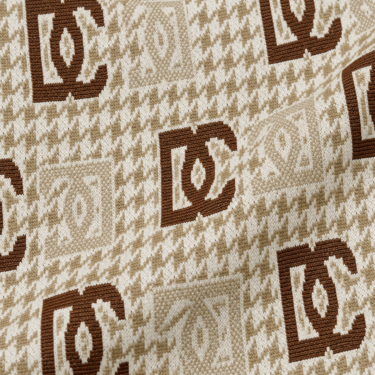 Beige & Brown GG Monogram Jacquard Knit Zip-Up Jacket