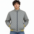 Grey & Beige GG Monogram Jacquard Knit Zip-Up Jacket