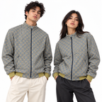 Grey & Beige GG Monogram Jacquard Knit Zip-Up Jacket