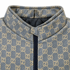 Grey & Beige GG Monogram Jacquard Knit Zip-Up Jacket