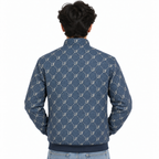 Navy & Cream LP Monogram Diamond Jacquard Zip-Up Jacket