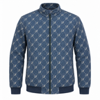 Navy & Cream LP Monogram Diamond Jacquard Zip-Up Jacket