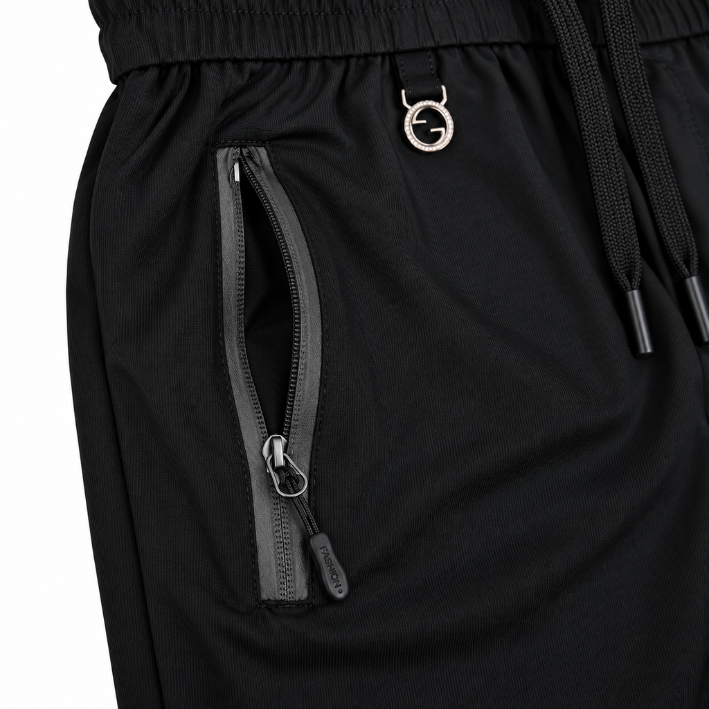 Unisex Lightweight Straight-Leg Track Pants – Black