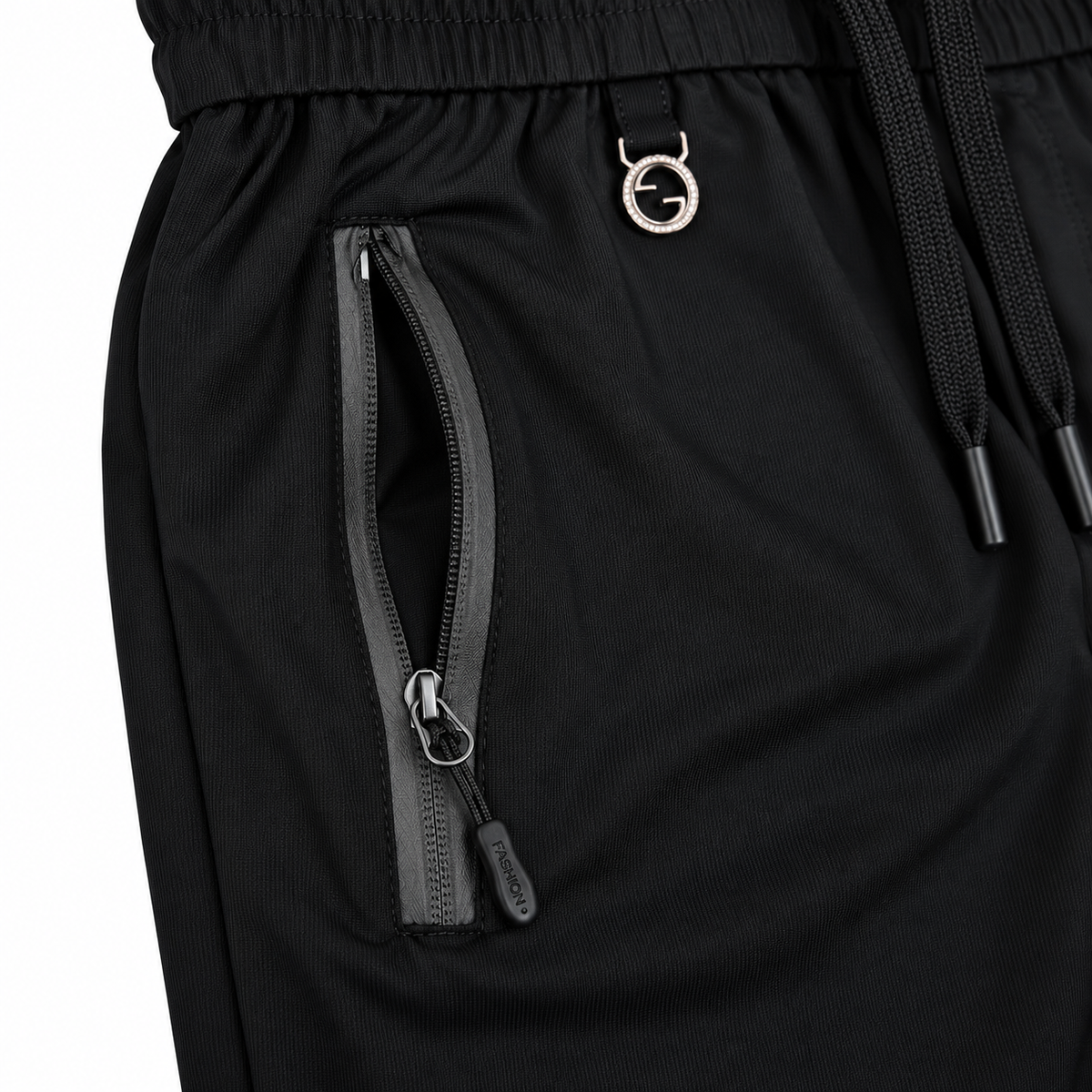 Unisex Lightweight Straight-Leg Track Pants – Black
