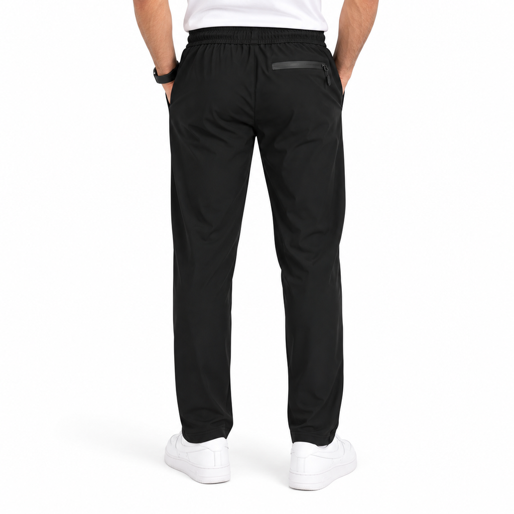 Unisex Lightweight Straight-Leg Track Pants – Black