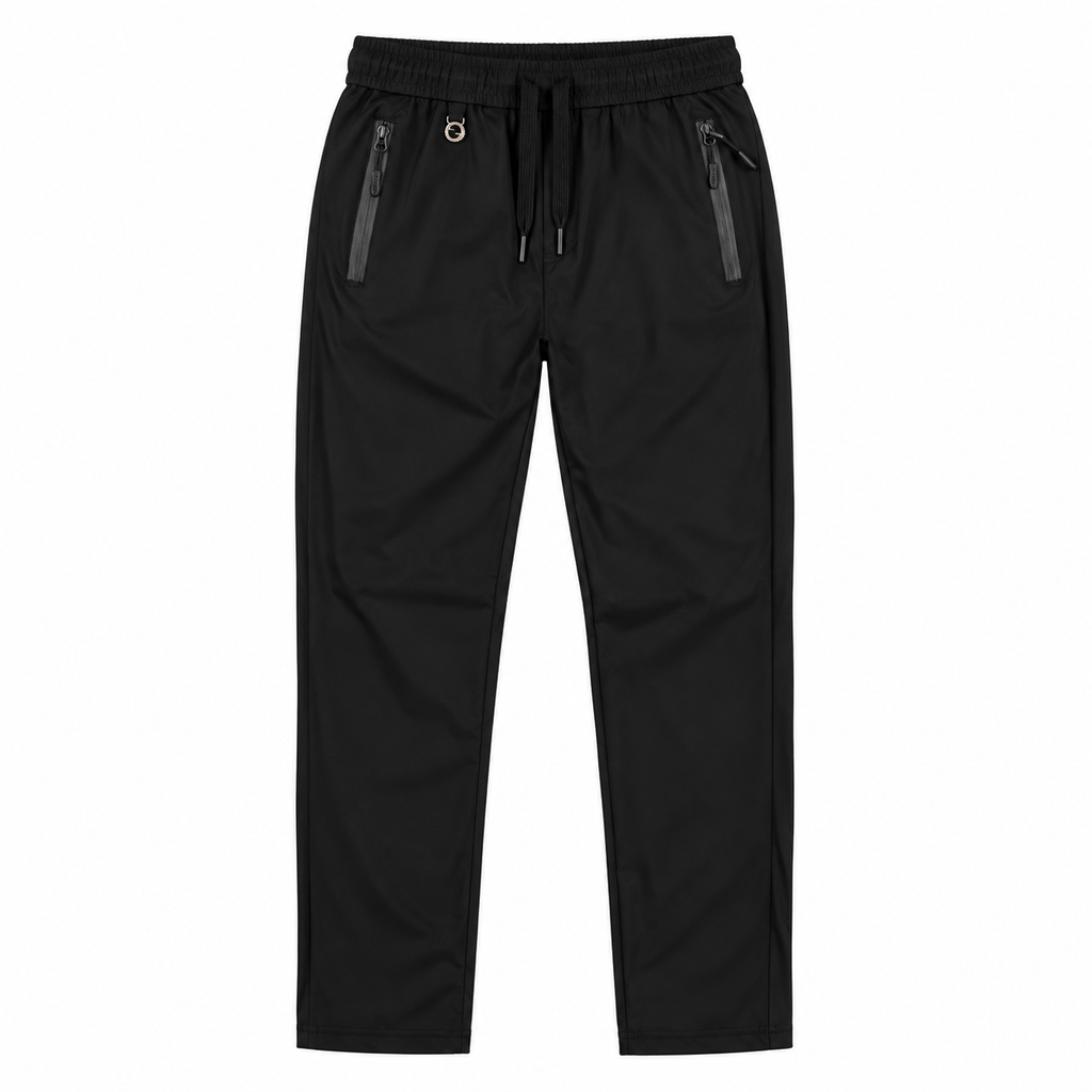 Unisex Lightweight Straight-Leg Track Pants – Black