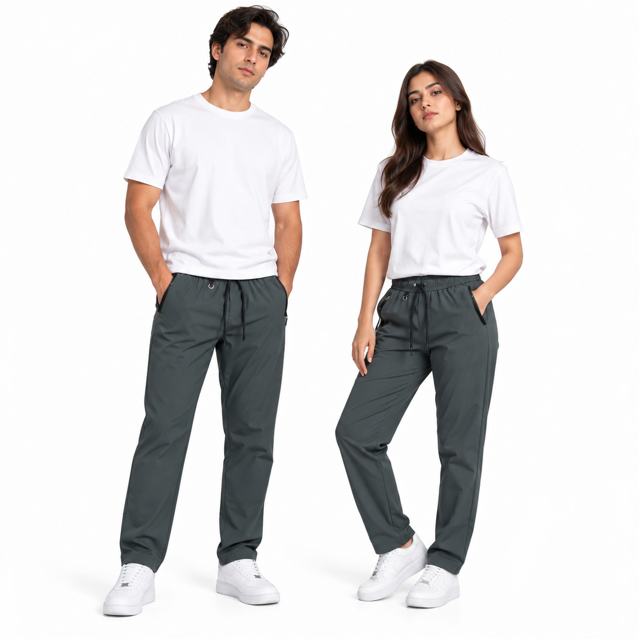Unisex Lightweight Straight-Leg Track Pants – Charcol Grey