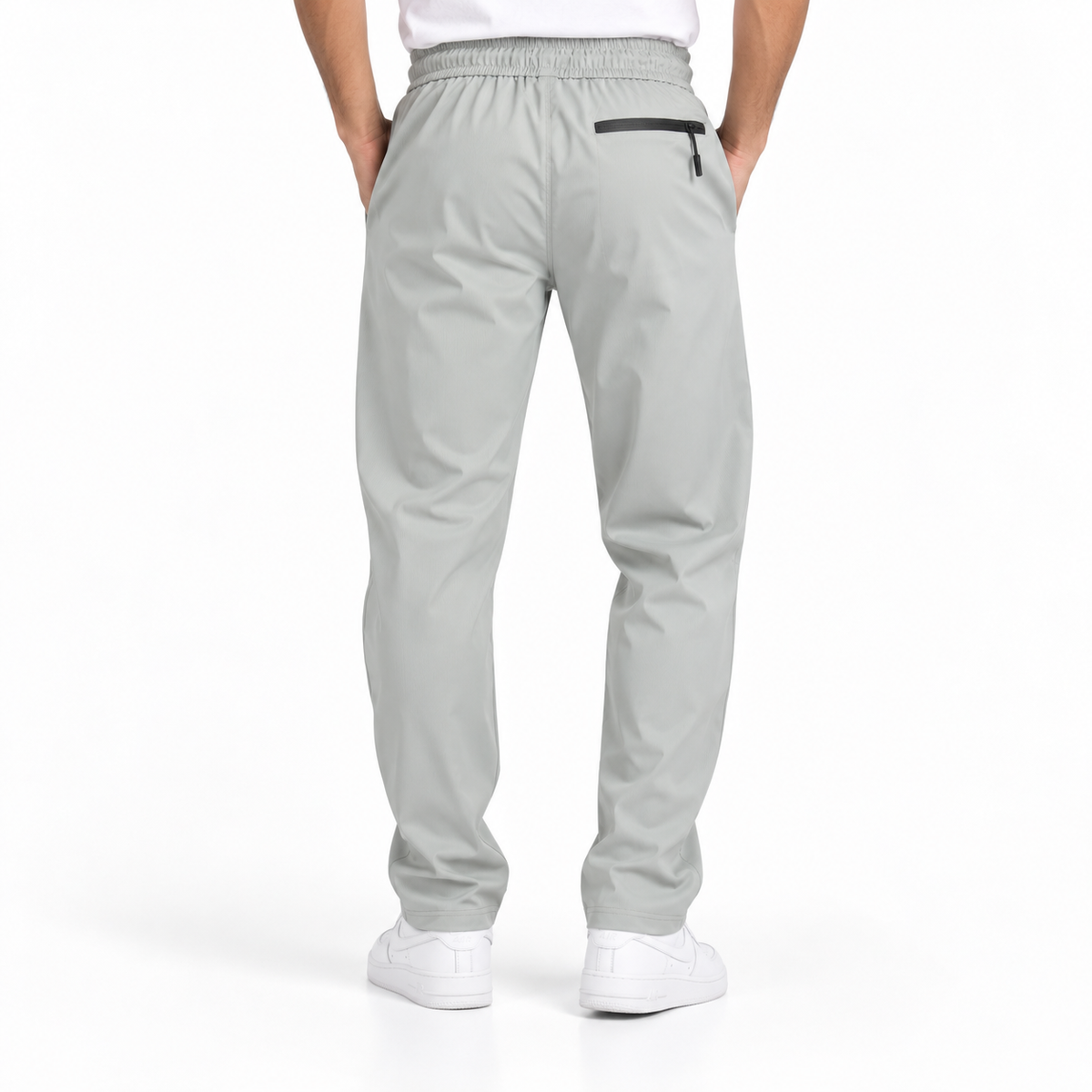 Unisex Lightweight Straight-Leg Track Pants – Light Grey