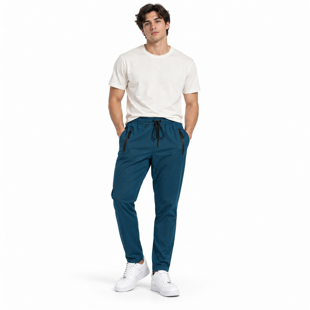 Unisex Lightweight Straight-Leg Track Pants – Petrol Blue