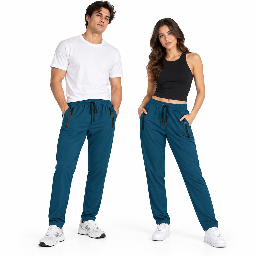 Unisex Lightweight Straight-Leg Track Pants – Petrol Blue