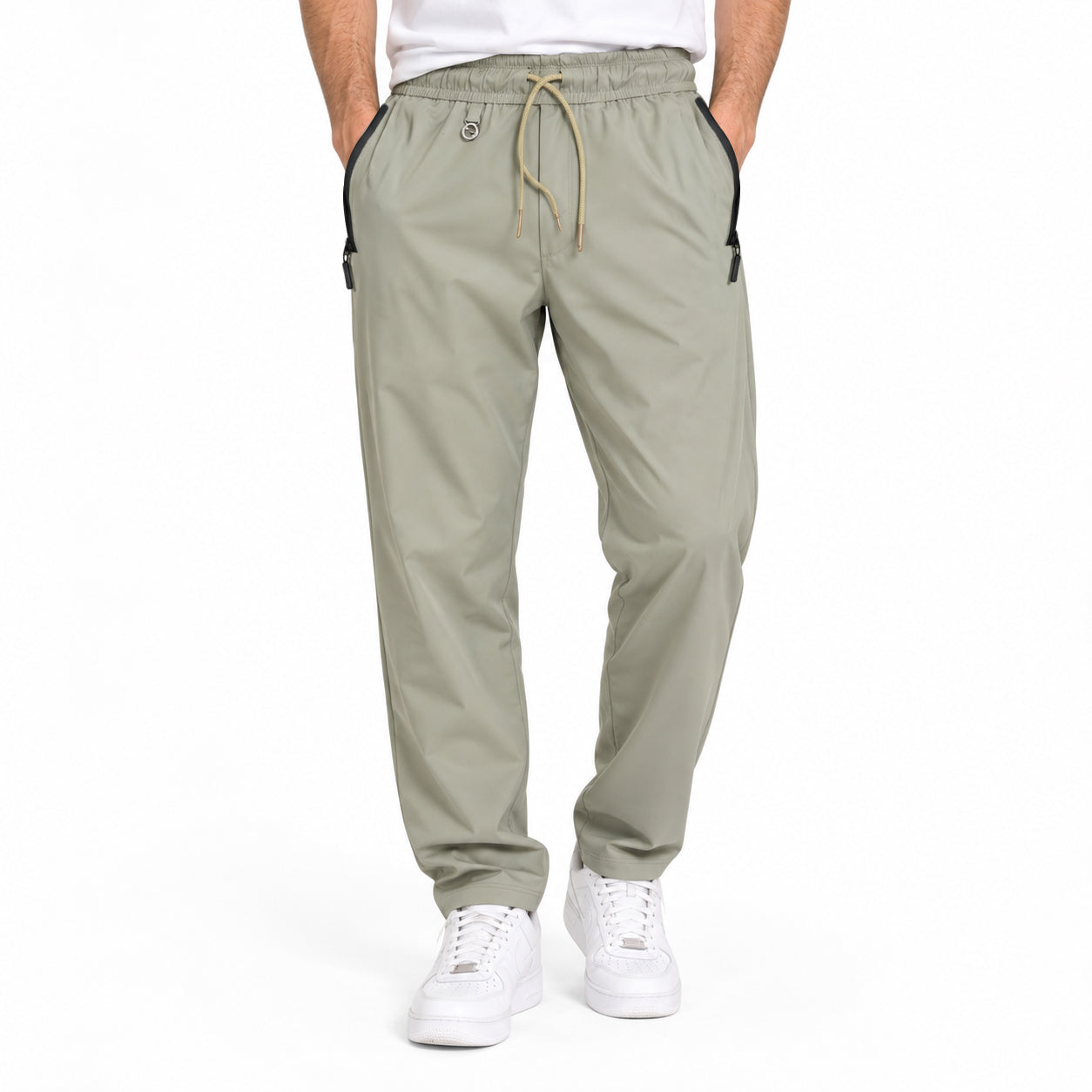 Unisex Lightweight Straight-Leg Track Pants – Sage Grey