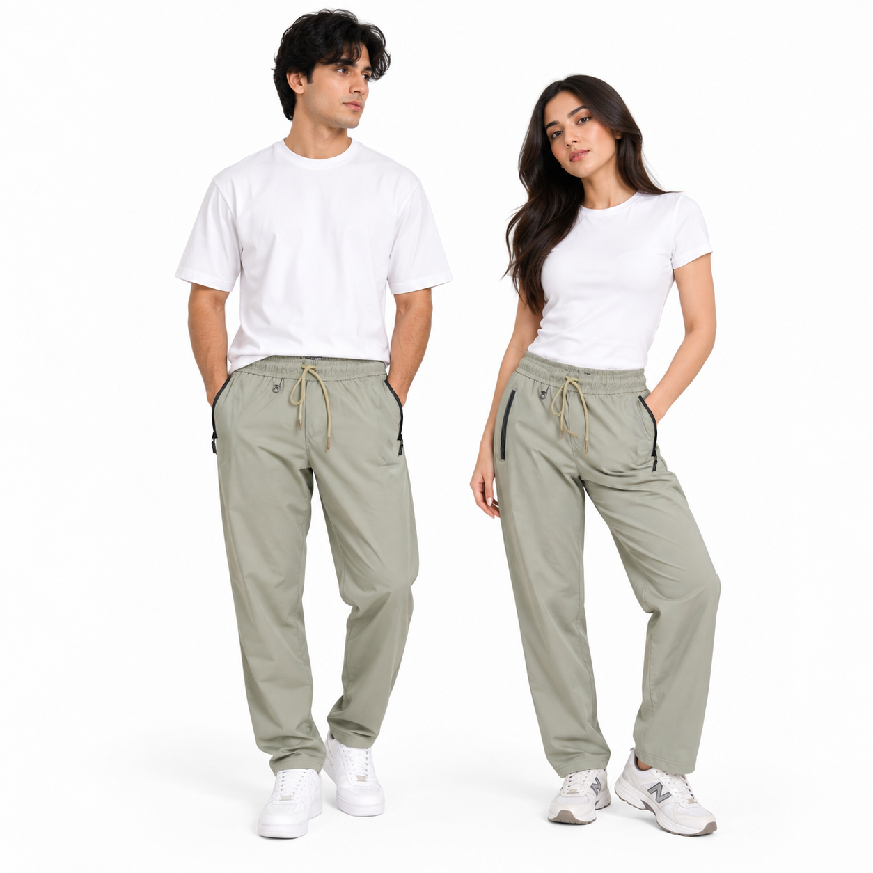 Unisex Lightweight Straight-Leg Track Pants – Sage Grey