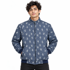 Navy Blue & White GG Monogram Jacquard Knit Zip-Up Jacket
