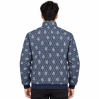 Navy Blue & White GG Monogram Jacquard Knit Zip-Up Jacket