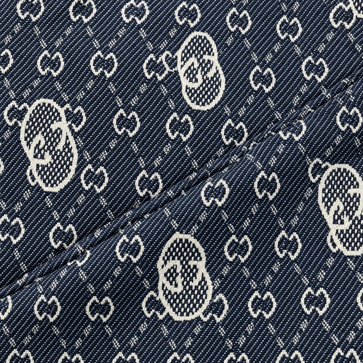 Navy Blue & White GG Monogram Jacquard Knit Zip-Up Jacket