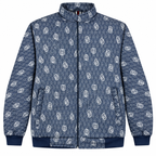 Navy Blue & White GG Monogram Jacquard Knit Zip-Up Jacket