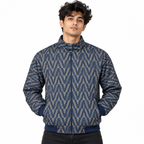 Geometric Chevron Jacquard Zip-Up Jacket