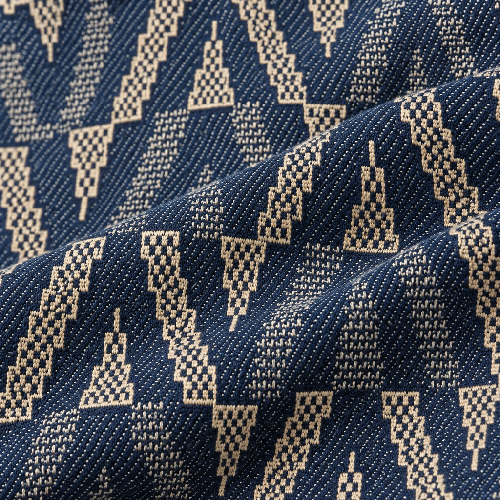 Geometric Chevron Jacquard Zip-Up Jacket