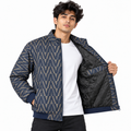 Geometric Chevron Jacquard Zip-Up Jacket