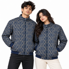 Geometric Chevron Jacquard Zip-Up Jacket