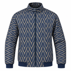 Geometric Chevron Jacquard Zip-Up Jacket