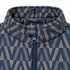 Geometric Chevron Jacquard Zip-Up Jacket