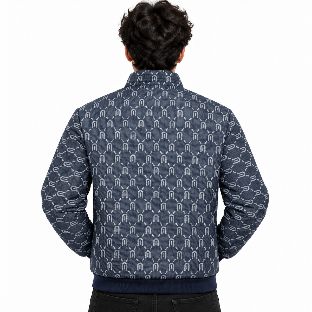 Horseshoe Monogram Jacquard Zip-Up Jacket