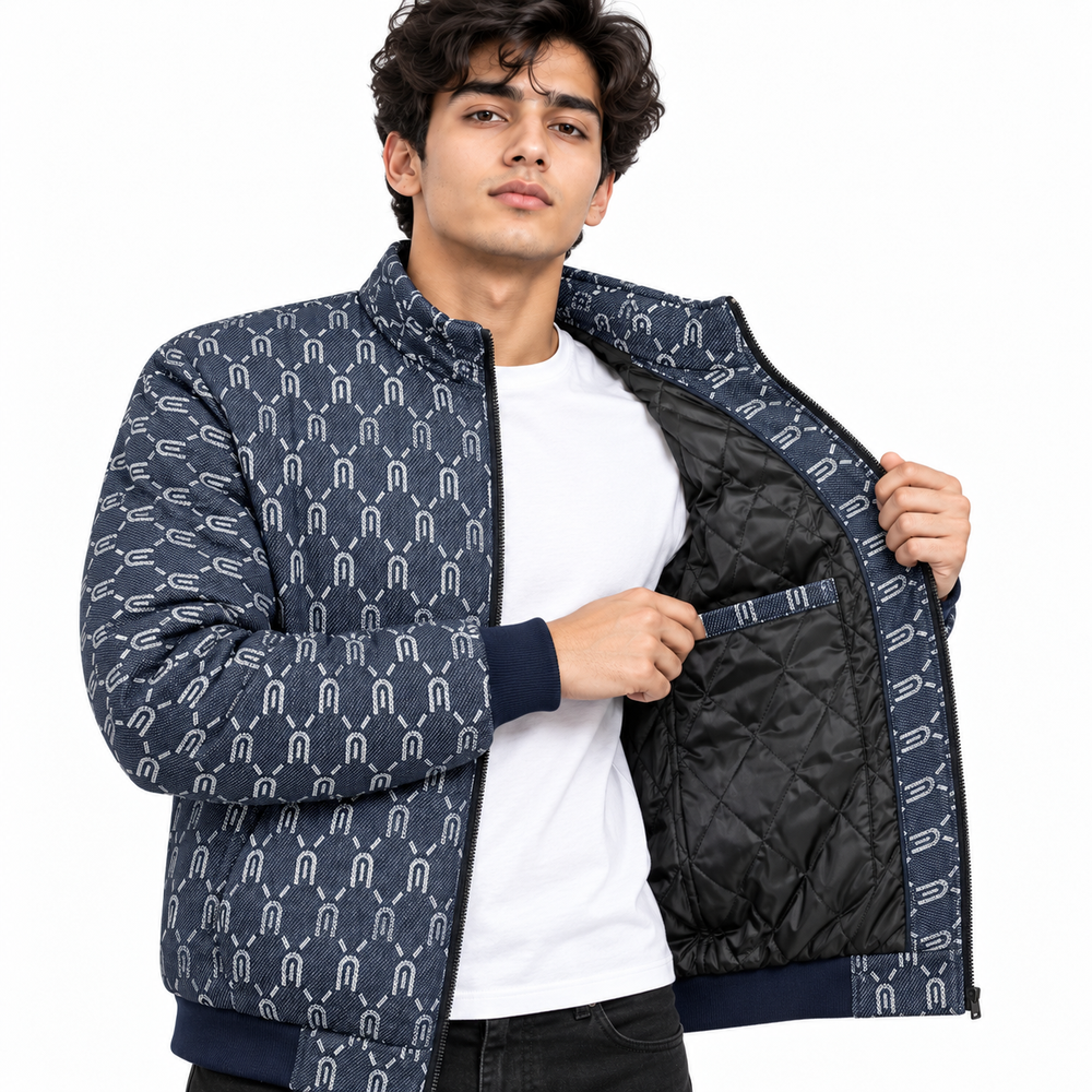 Horseshoe Monogram Jacquard Zip-Up Jacket