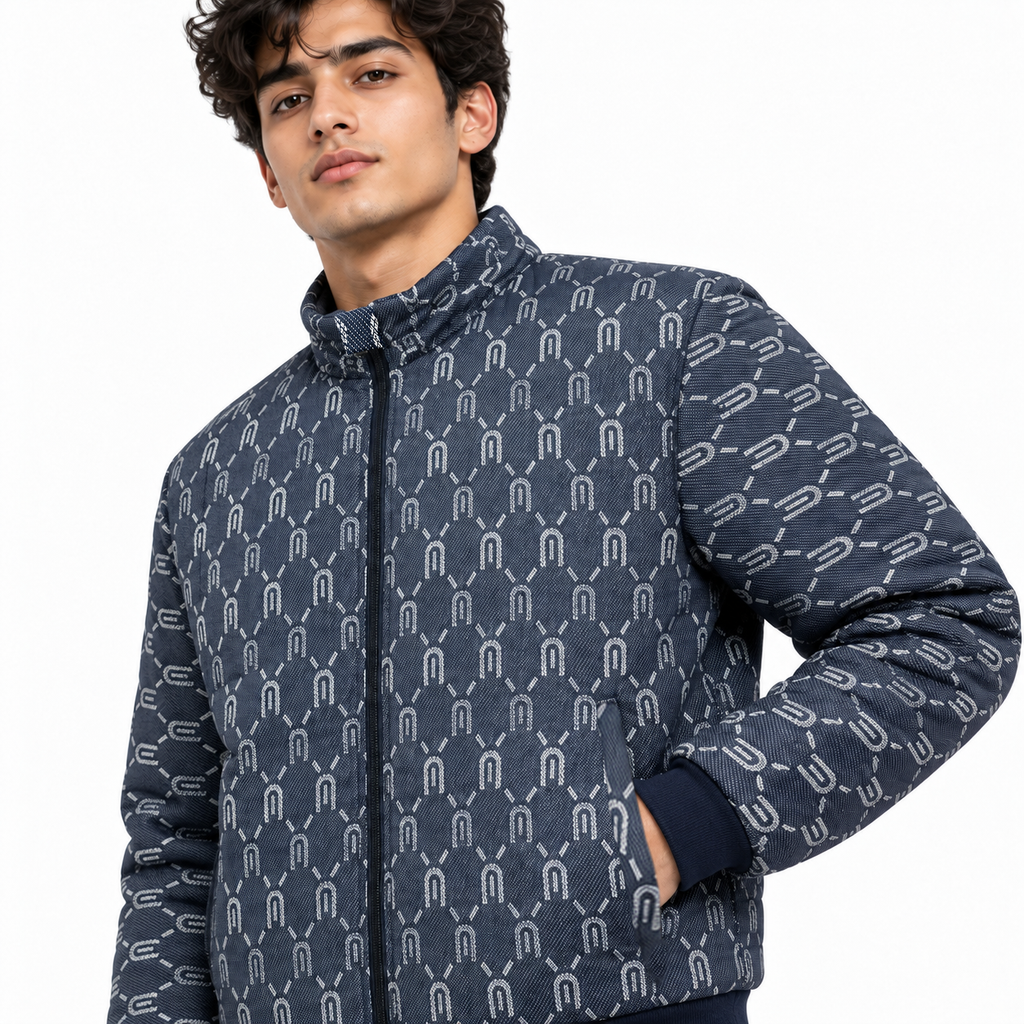 Horseshoe Monogram Jacquard Zip-Up Jacket