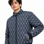 Horseshoe Monogram Jacquard Zip-Up Jacket