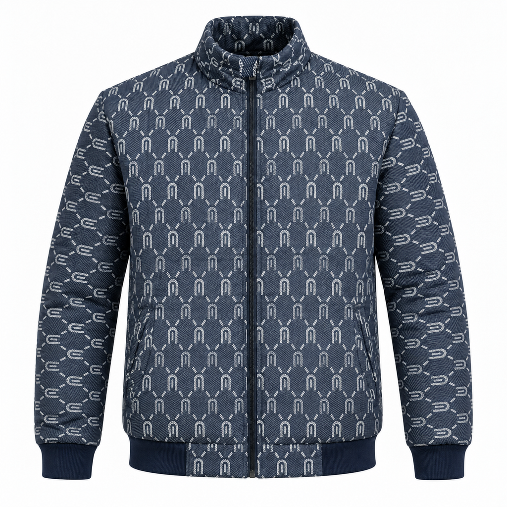 Horseshoe Monogram Jacquard Zip-Up Jacket