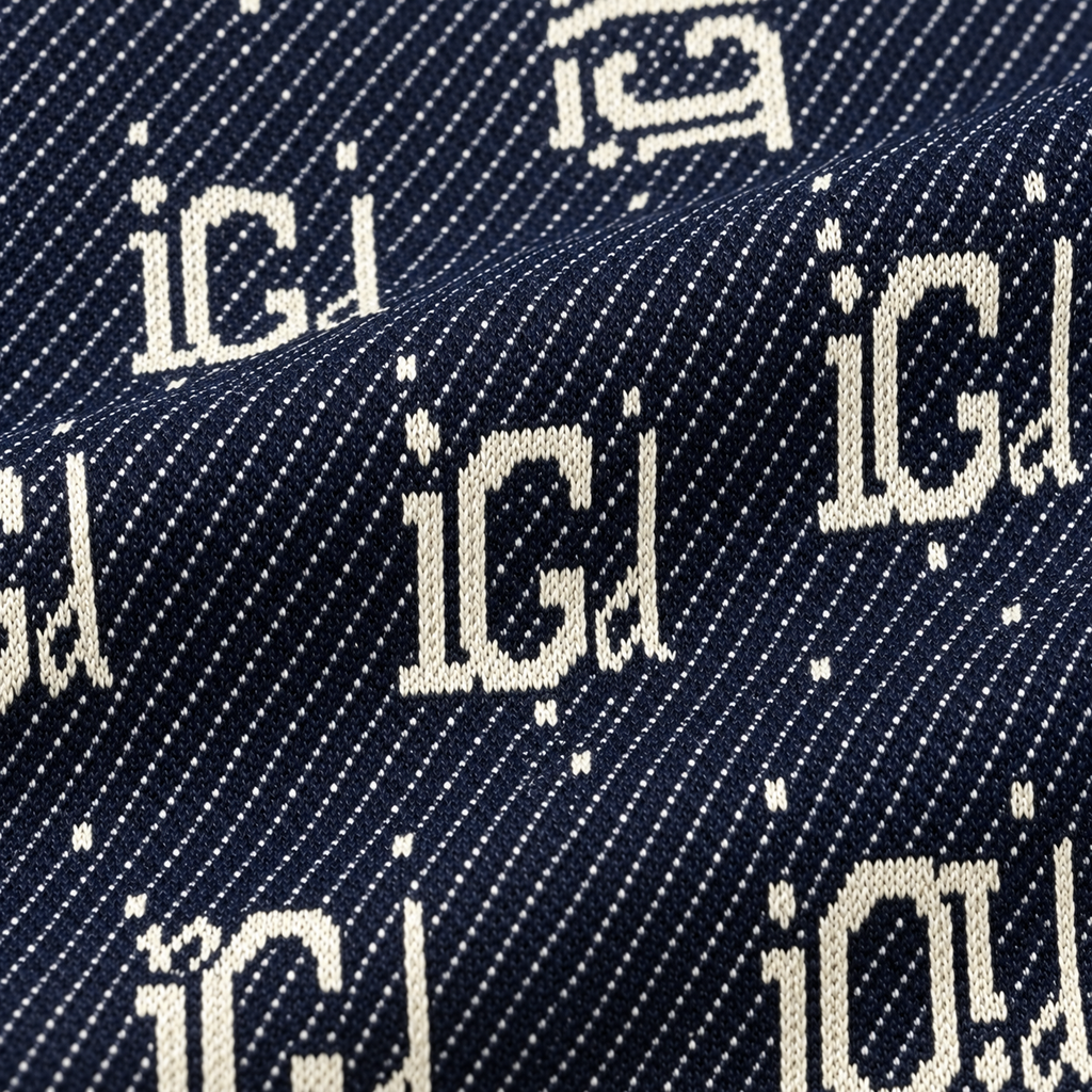 Navy & Cream IG Monogram Jacquard Woven Zip-Up Jacket