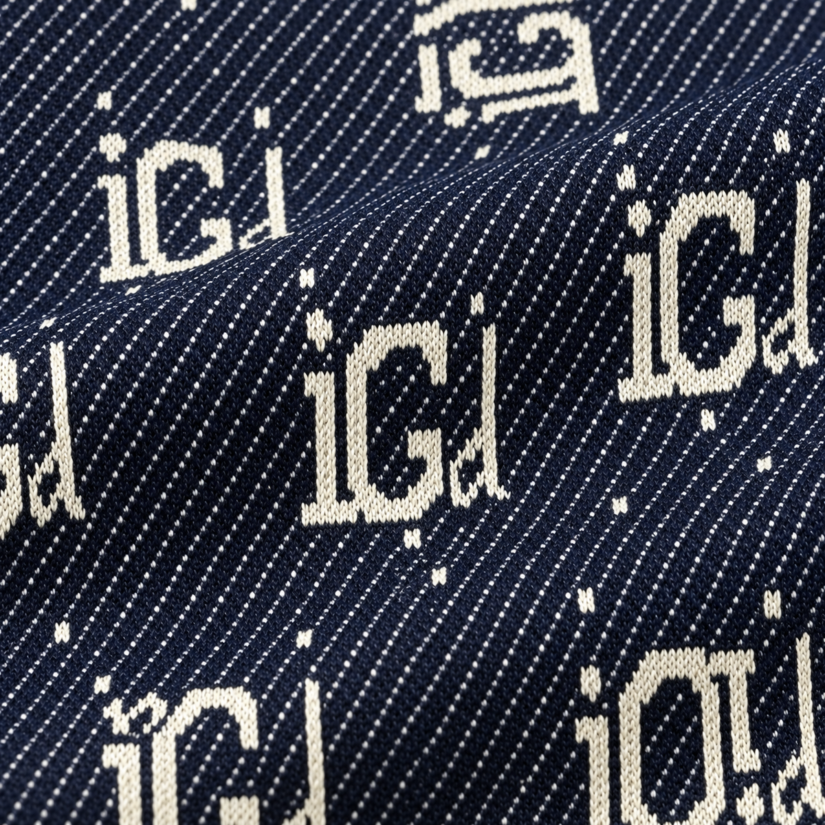 Navy & Cream IG Monogram Jacquard Woven Zip-Up Jacket