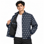 Navy & Cream IG Monogram Jacquard Woven Zip-Up Jacket