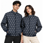 Navy & Cream IG Monogram Jacquard Woven Zip-Up Jacket