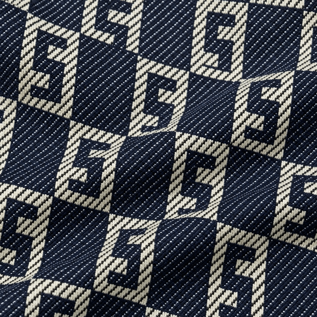 Navy & Silver S-Check Jacquard Woven Zip-Up Jacket