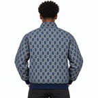 Navy & Beige S-Monogram Check Jacquard Zip-Up Jacket