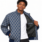 Navy & Beige S-Monogram Check Jacquard Zip-Up Jacket
