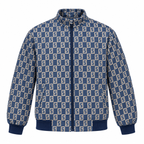 Navy & Beige S-Monogram Check Jacquard Zip-Up Jacket