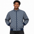 Navy & Beige S-Monogram Check Jacquard Zip-Up Jacket